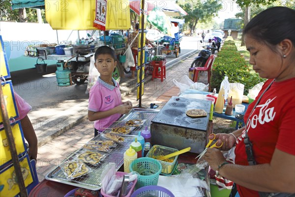 Stand selling waffles on a stick