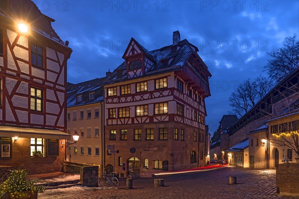 Albrecht Duerer House in evening illumination