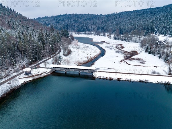 Nagoldtalsperre in winter with snow