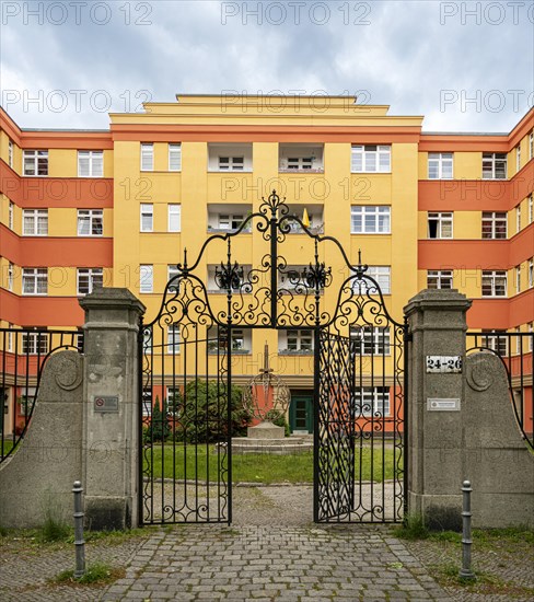 Old iron gate at the entrance to a private residential complex in Berlin Wilmersdorf