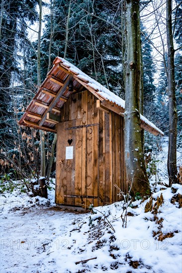 Compost nature toilet at hiking trail in the forest