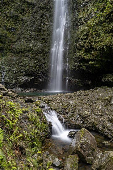 Waterfall on a steep rock face