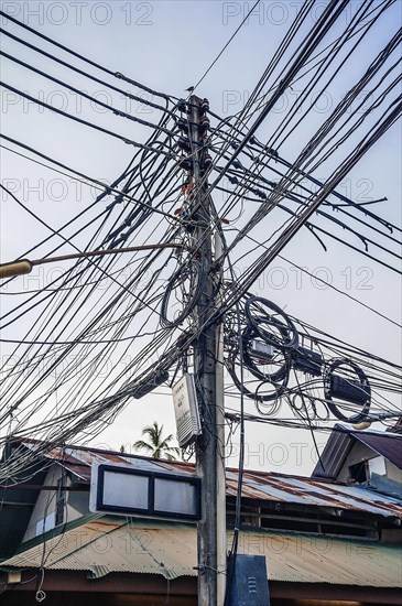 Chaotic power wiring on Ko Phi Phi island