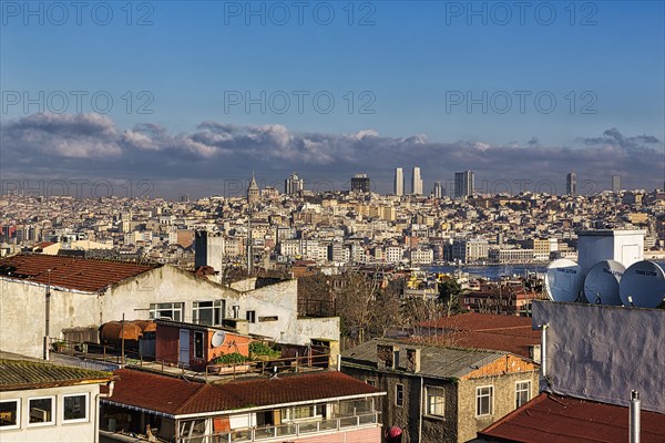 Panoramic view over the roofs of the old town towards the Galata Tower and Karakoey