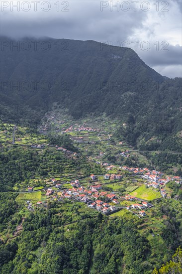 Village view and mountains