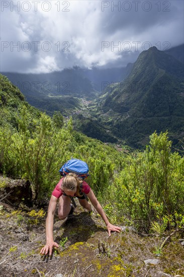 Hiker climbing