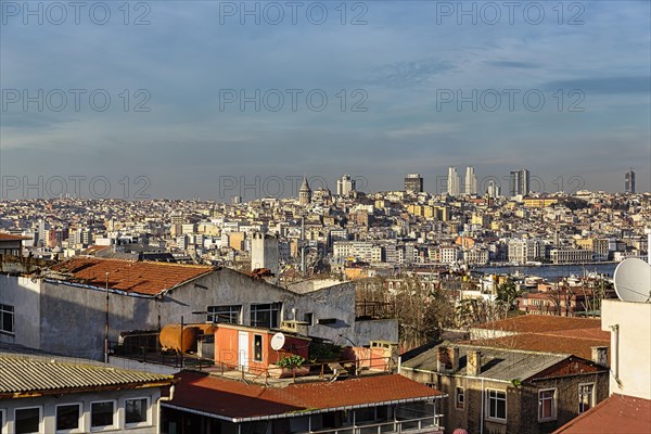 Panoramic view over the roofs of the old town towards the Galata Tower and Karakoey