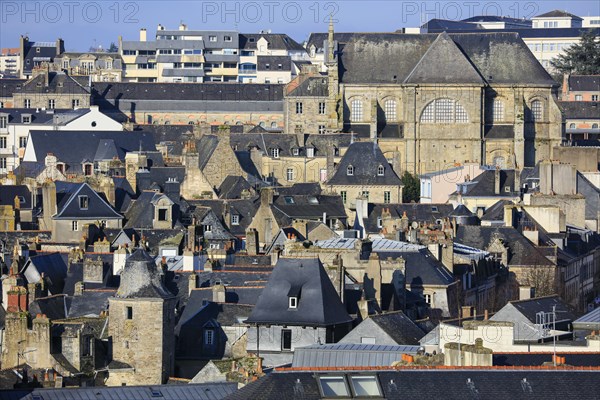 View from Mont Frugy over the river Odet to the old town of Quimper