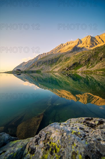 Sunset at the mountain lake