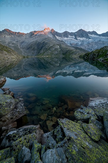 Sunset at the mountain lake