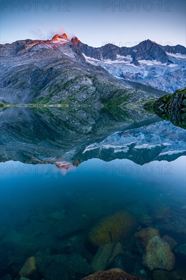 Sunset at the mountain lake