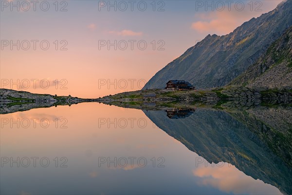 Sunset at the mountain lake