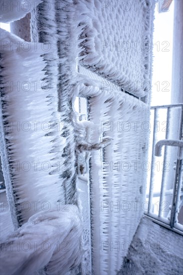 Extremely icy door in winter