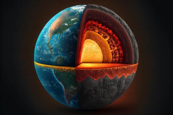 Layers of the planet earth and the core