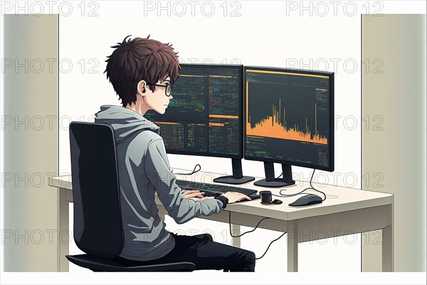 Trader boy anime style bitcoin buyer