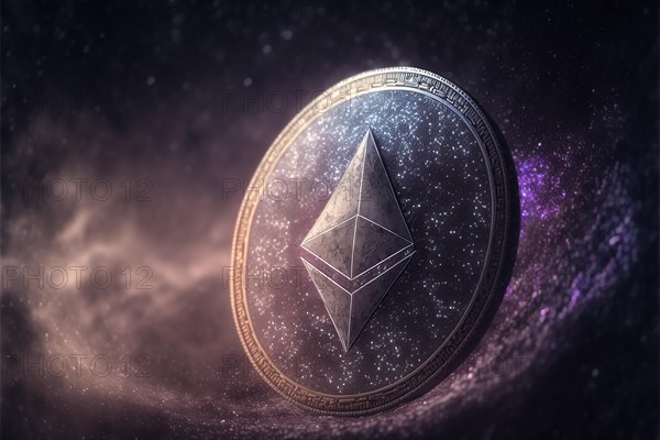 Ethereum coin in space