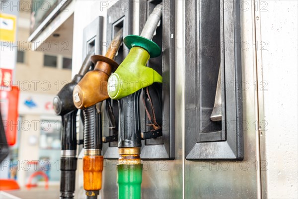 Automatic gasoline or diesel pump at the gas station in the fuel crisis