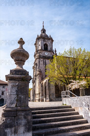 Beautiful exterior of the parish of San Martin in the goiko square next to the town hall in Andoain
