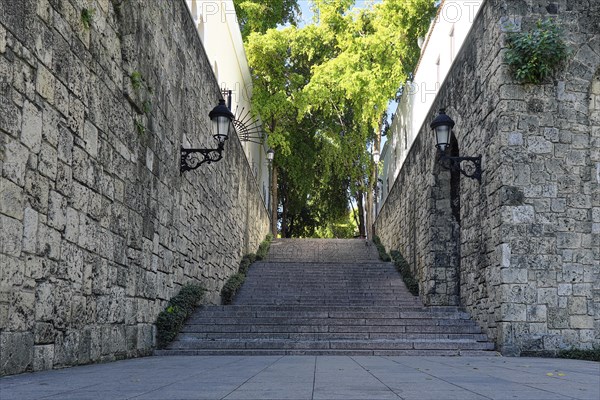 Old stone staircase from the harbour to the shopping street Calle el Conde