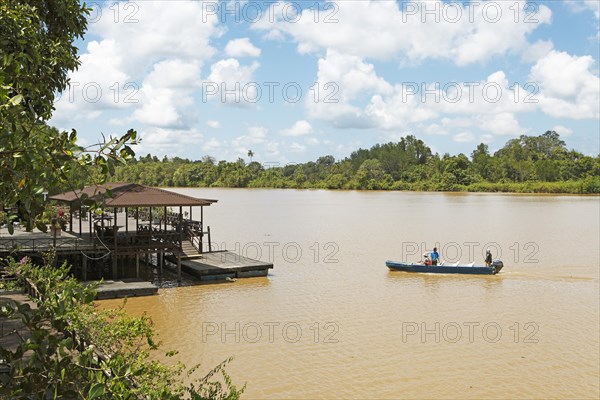 Boat and jetty on the Kinabatangan River