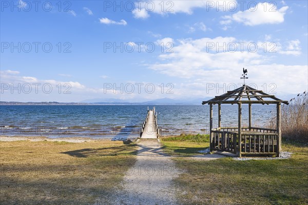 Chiemsee with jetty and pavilion