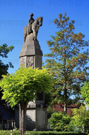 Monument in the old town of Bad Groenenbach in fine weather