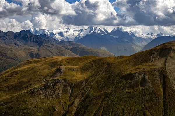 Bernina Group with dramatic cloudy sky