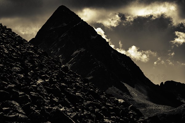 Striking peak of Piz OT in the backlight