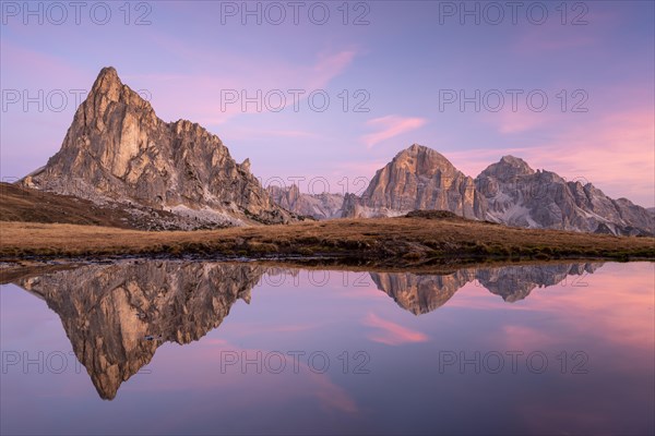 Reflection of the mountains at Passo di Giau