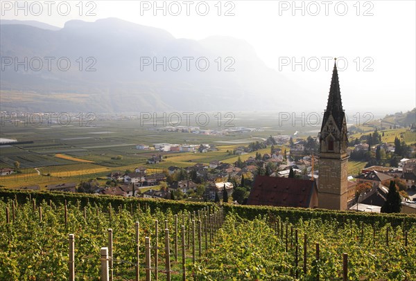 Parish Church of St. Quirikus and Julitta in Tramin with the highest brick church tower in Tyrol