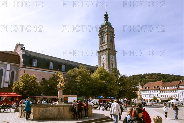 St George's Church with St George's Fountain on the market square