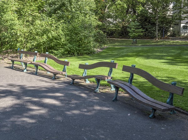 Artfully designed benches in the botanical park Jardin des Plantes