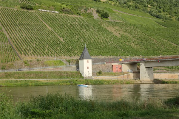 Ferry tower in Trittenheim in the wine-growing area of Trittenheimer Apotheke
