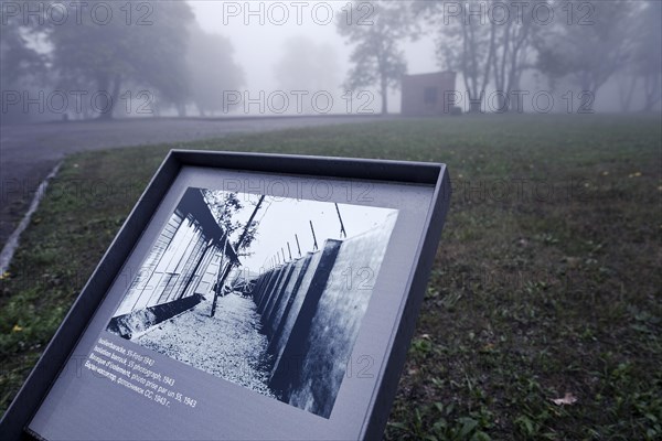 Photo as a memento at the site of the isolation hut in beech forest concentration camp