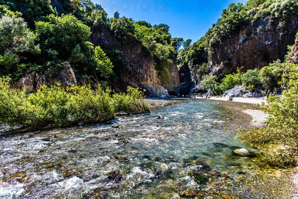 Alcantara gorge near Fondaco Motta as the result of several lava flows