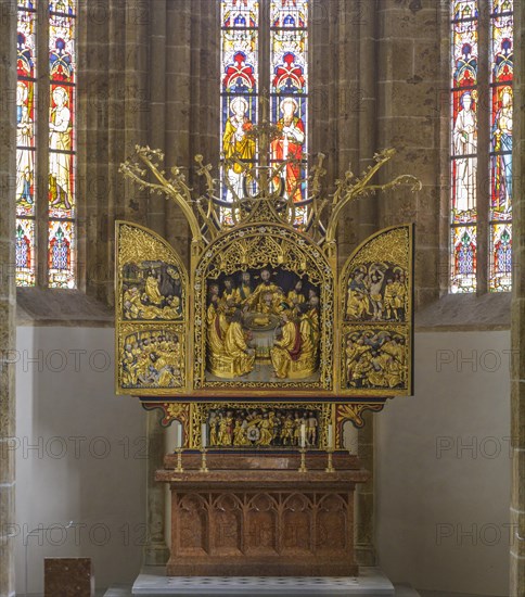 Gothic winged altar in St Peter's Church at St Lambrecht Abbey