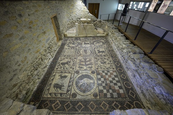 Donor mosaic of the governor Ursus in the cemetery church of Teurnia