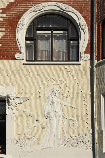 Art Nouveau ornaments on a house facade around 1900