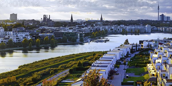 Residential development at Phoenix Lake with the city silouhette in the background