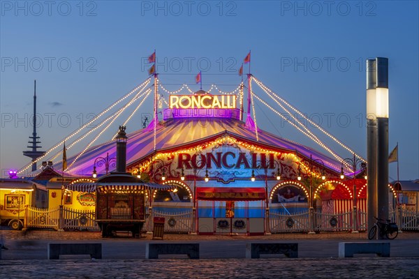 Circus Roncalli at dusk on the Buergerweide