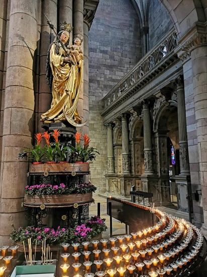 Madonna in church interior