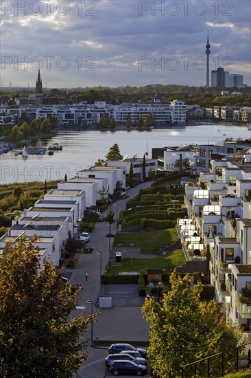 Residential development at Phoenix Lake with the city silouhette in the background