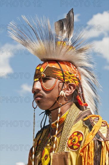 Young Blackfoot man in traditional regalia