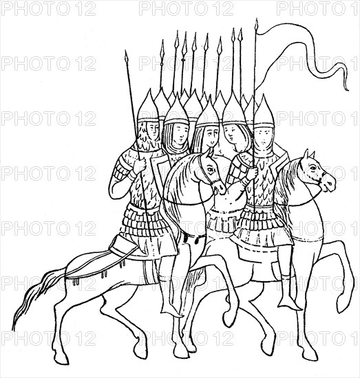 Russian mounted soldiers in the 10th century