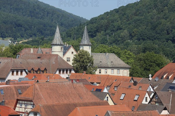 View from the Bayersturm with castle in Lohr am Main