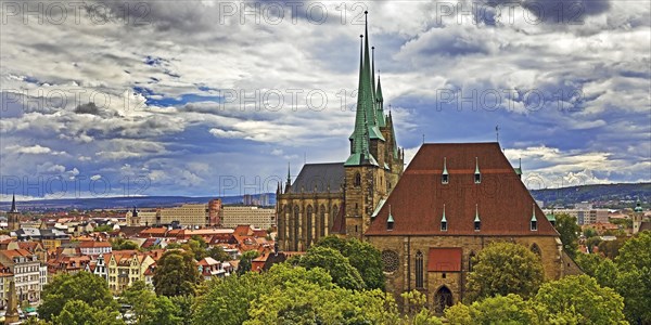 Severi Church and Erfurt Cathedral above the old town on the Domberg