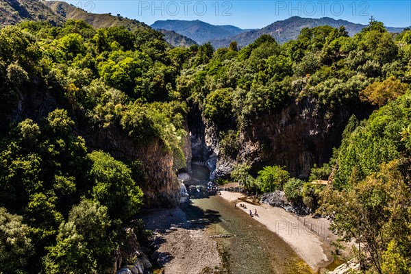 Alcantara gorge near Fondaco Motta as the result of several lava flows