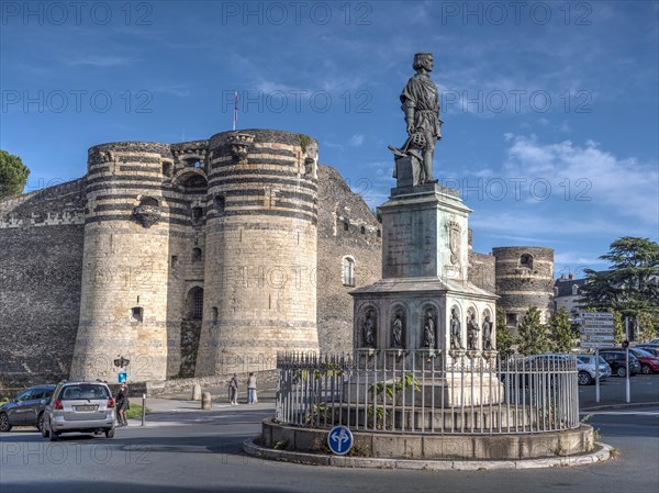 Statue of Rene of Anjou at the crossroads in front of the Chateau dAngers