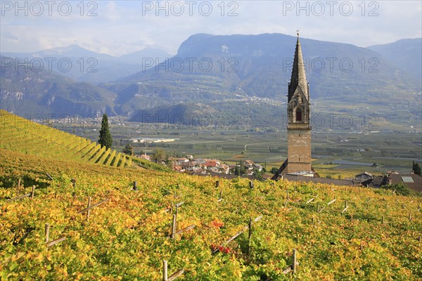 Parish Church of St. Quirikus and Julitta in Tramin with the highest brick church tower in Tyrol