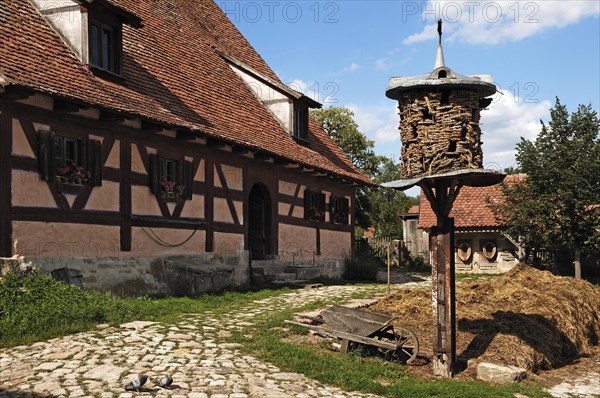 Farmhouse built 1684 Reconstruction 1837-58m straw-woven dovecote from 1895